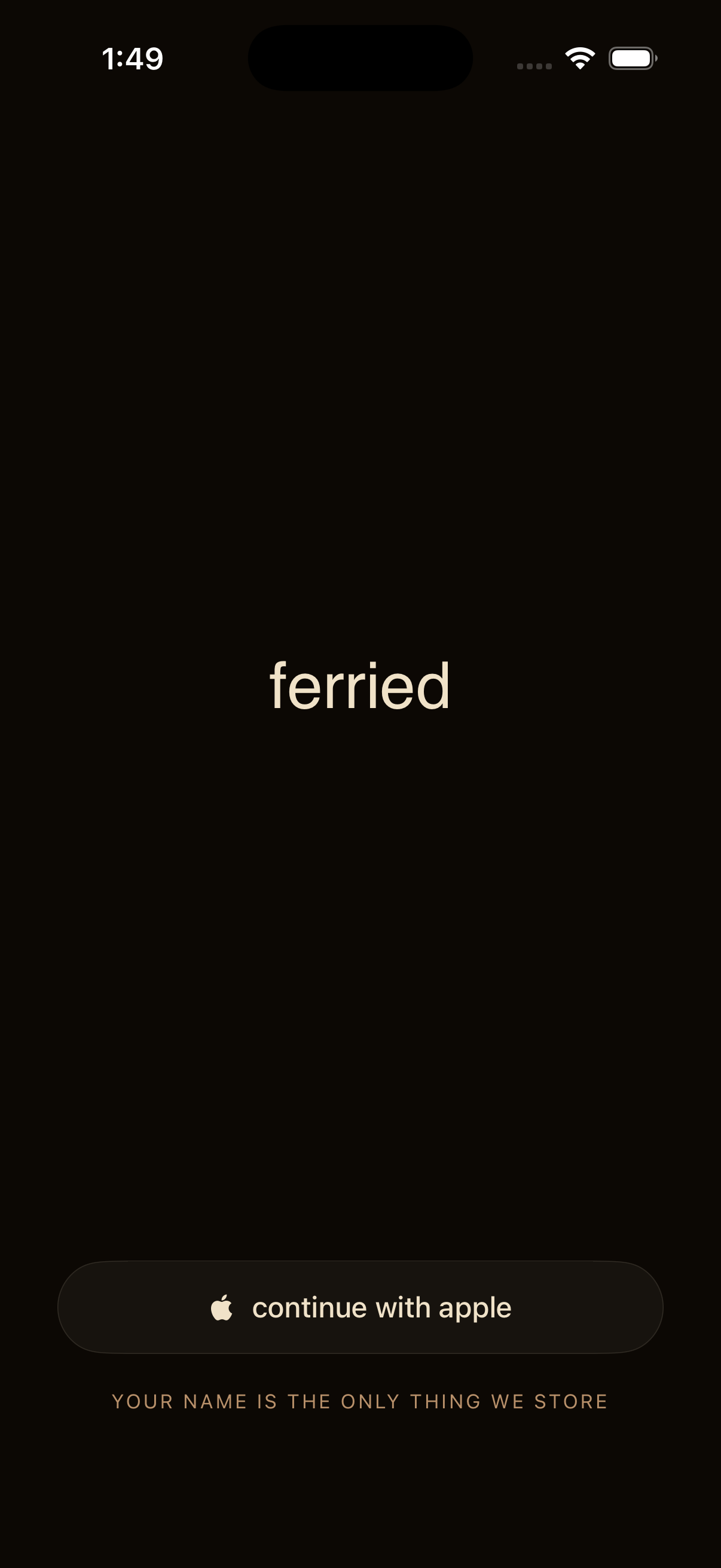 Ferried sign-in screen